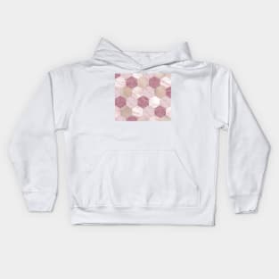 Carnation pink rose gold foil - marble hexagons Kids Hoodie